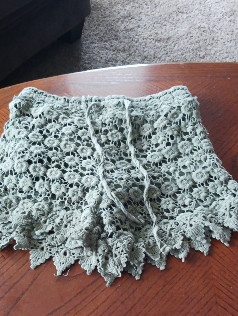 Wallflower Sage Crochet Floral Skort with Drawstring